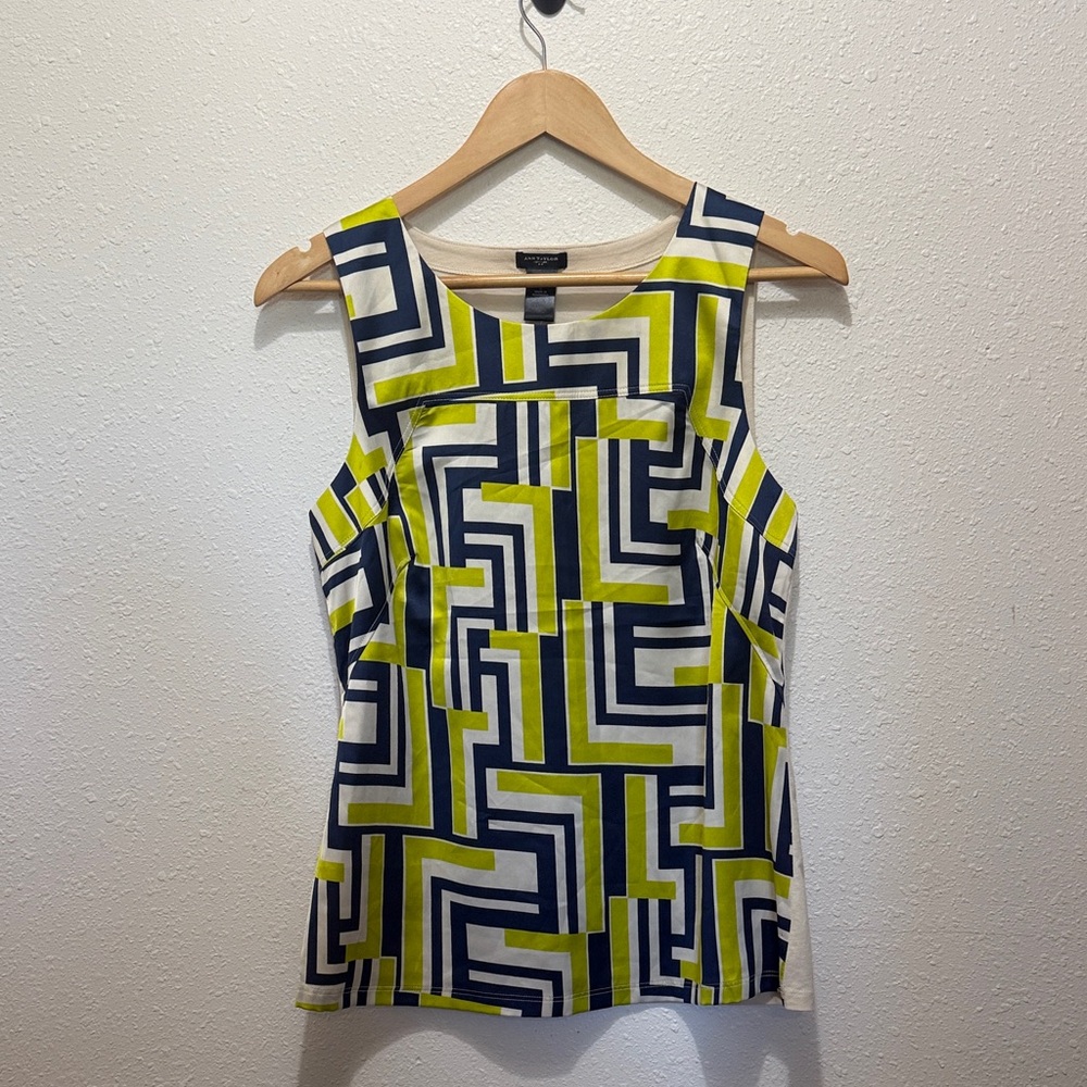 Ann Taylor Geometric Patterned Sleeveless Top, Size S